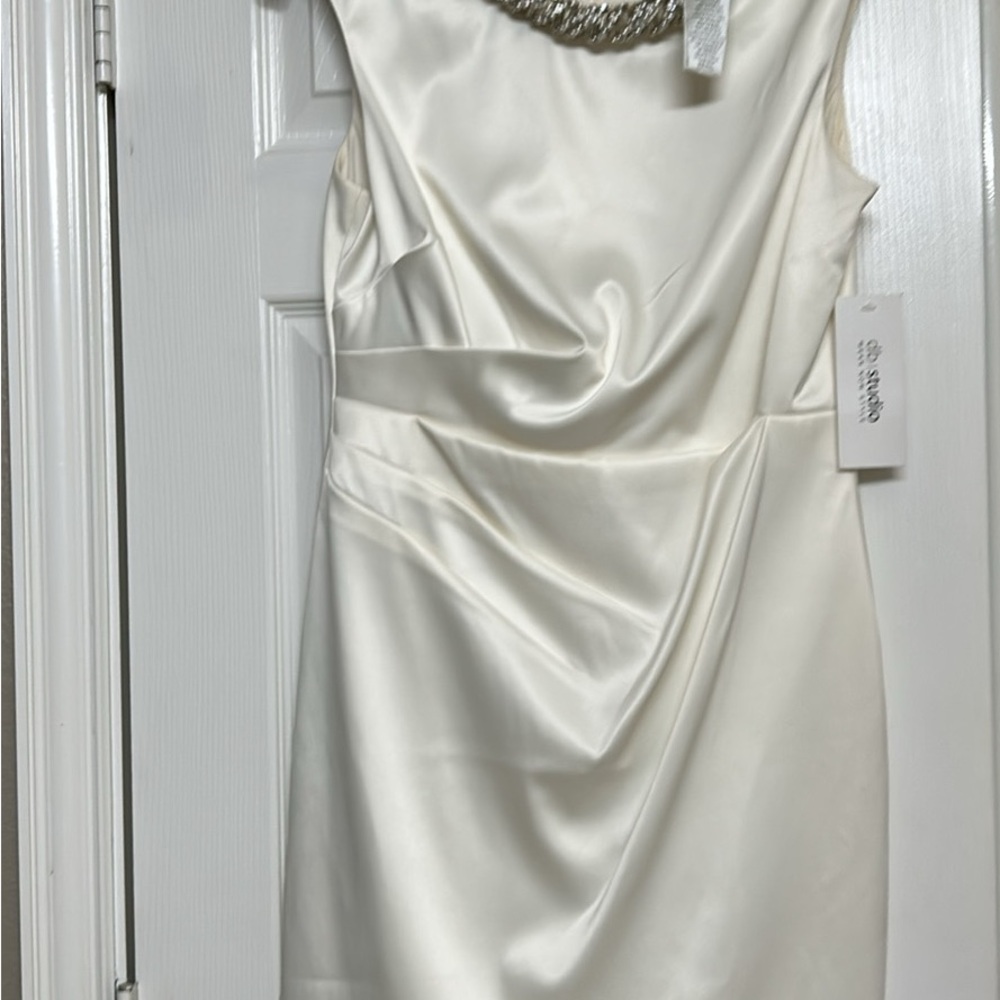 Studio Ivory Satin Mini Dress